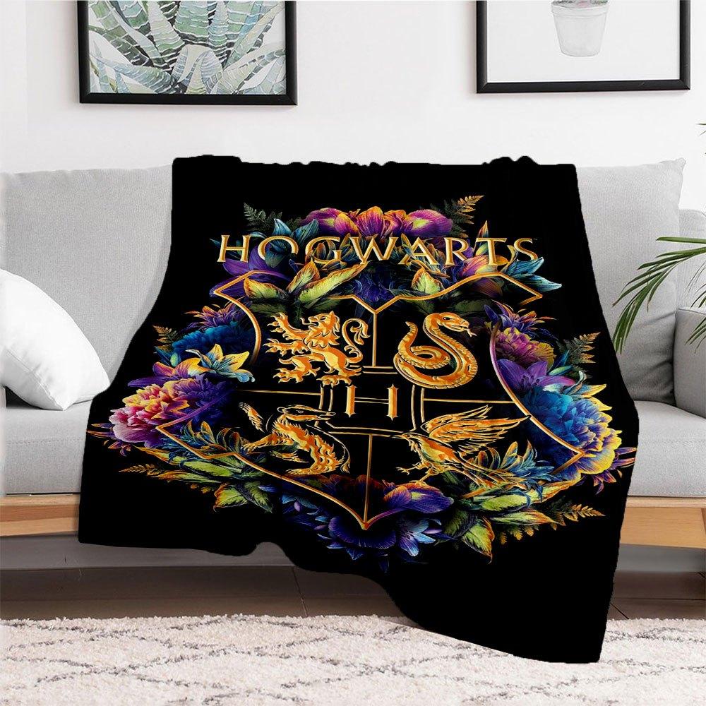 Hogwarts House Crests Flowers Phone Case CoverBlanket Flannel Throw Blanket for Sofa, Bed, Travel, Camping, Office, Couch, Chair