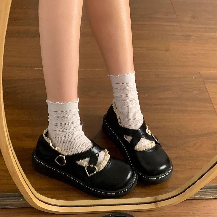 Round head small leather shoes women's shoes foreign style design sense shallow mouth round head Mary Jane single shoes