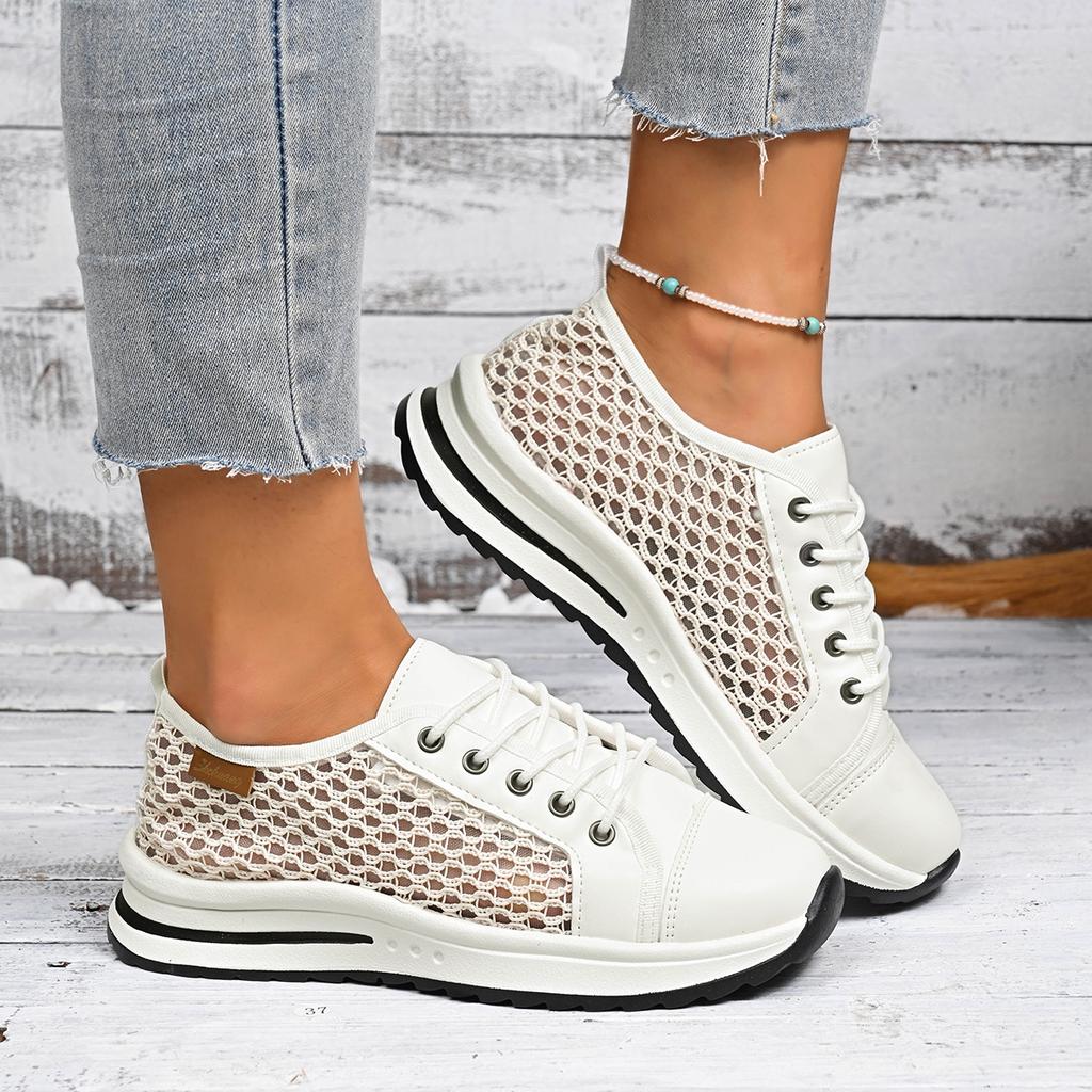 Women Sneakers Fashion Summer Casual Shoes Women Cutouts Lace Hollow Breathable Platform Flat Sneakers Woman Zapatos De Mujer