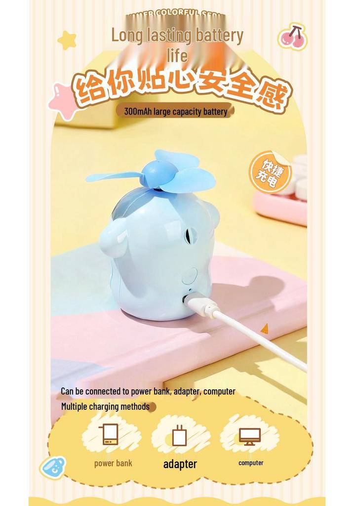 2026 Summer Cartoon Mini USB Rechargeable Handheld Fan - Portable Electric Fan Gift