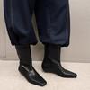 Fashion Skinny Boots Women's Autumn and Winter Square Head Sleeve Thick Heel Low Heel Simple Temperament Short Boots Women's Boots