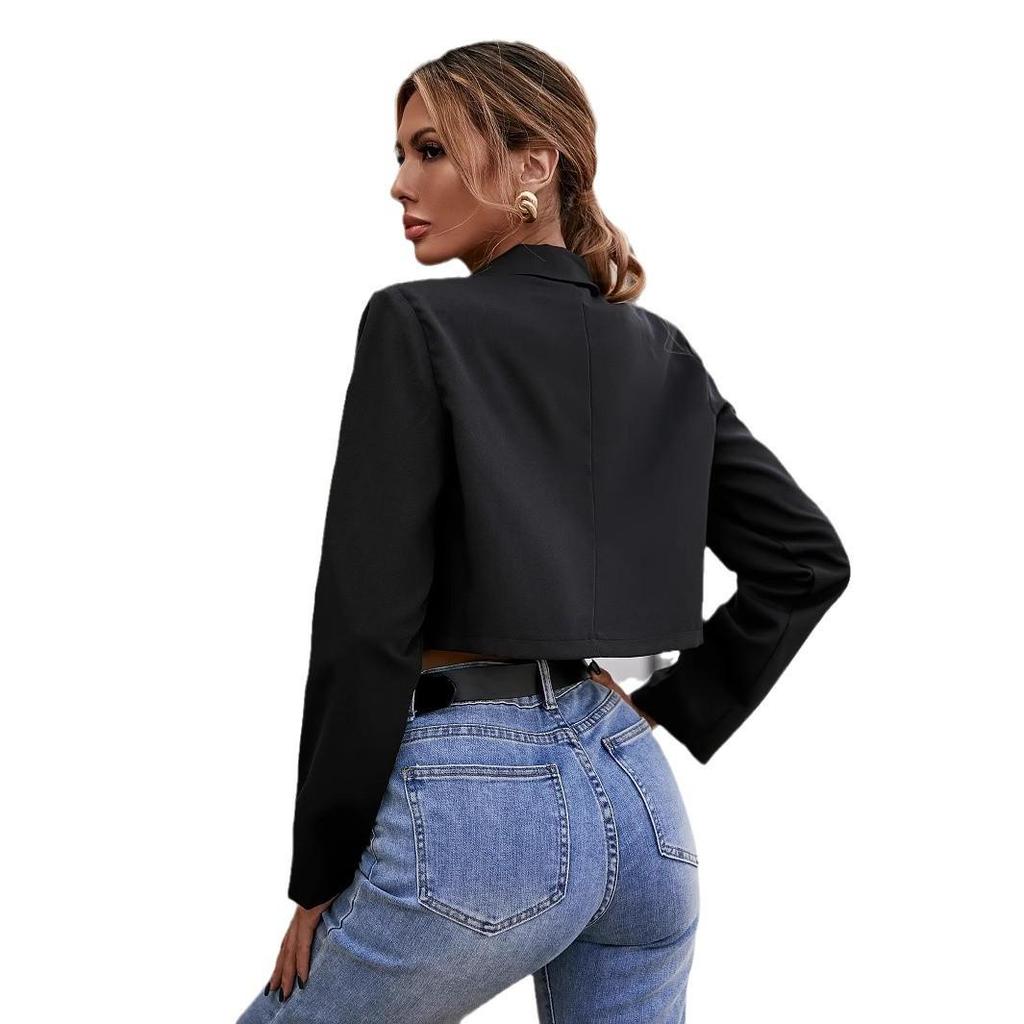 Stylish Waist-Revealing Short Blazer Jacket - Niche Casual Suit with Spicy Girl Flair