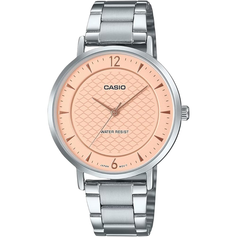 Casio Analog Quartz Women s Watch LTP-VT04D-4A Salmon Pink Metal Band Imported Model