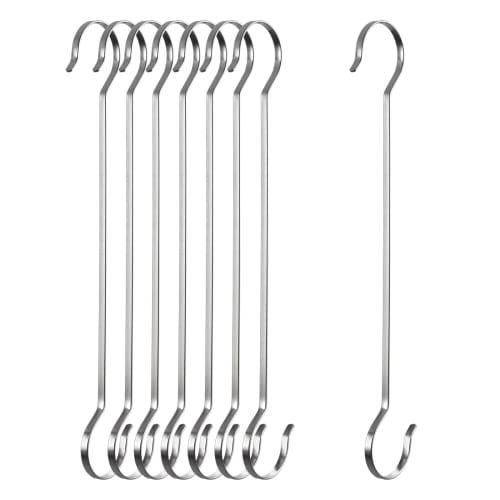 

Flat Hooks, S-Hooks, Long, Stainless Steel, Large (40cm, Pack of 8)