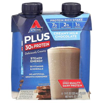 Plus protein bohatý koktejl, krémová mléčná čokoláda, 4 koktejly, 11 fl oz (325 ml) Každý