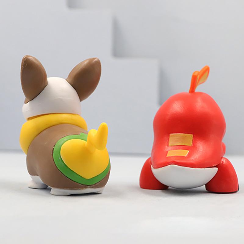 7Pcs Anime Pokemon Pikachu Figure Charizard Bulbasaur Floragato Fuecoco Quaxly Yamper Set Cute Model Toy Car Desktop Ornaments