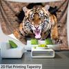 2D Roaring Tiger Tapestry Realistic Brick Wall Background Decor