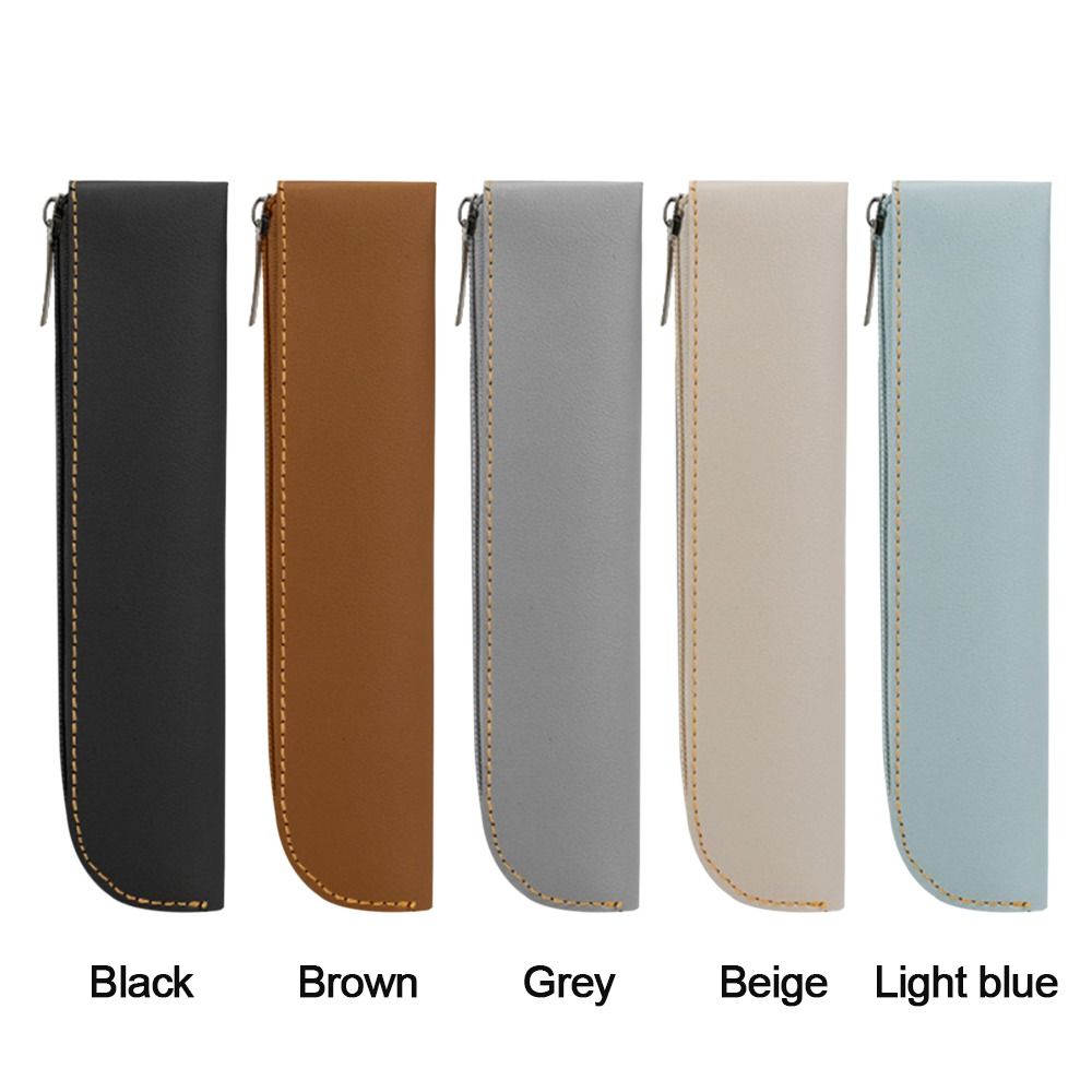 Solid Color PU Pencil Bags PU Leather Pen Bags Pen Sleeve Pen Holder  Office Supplies