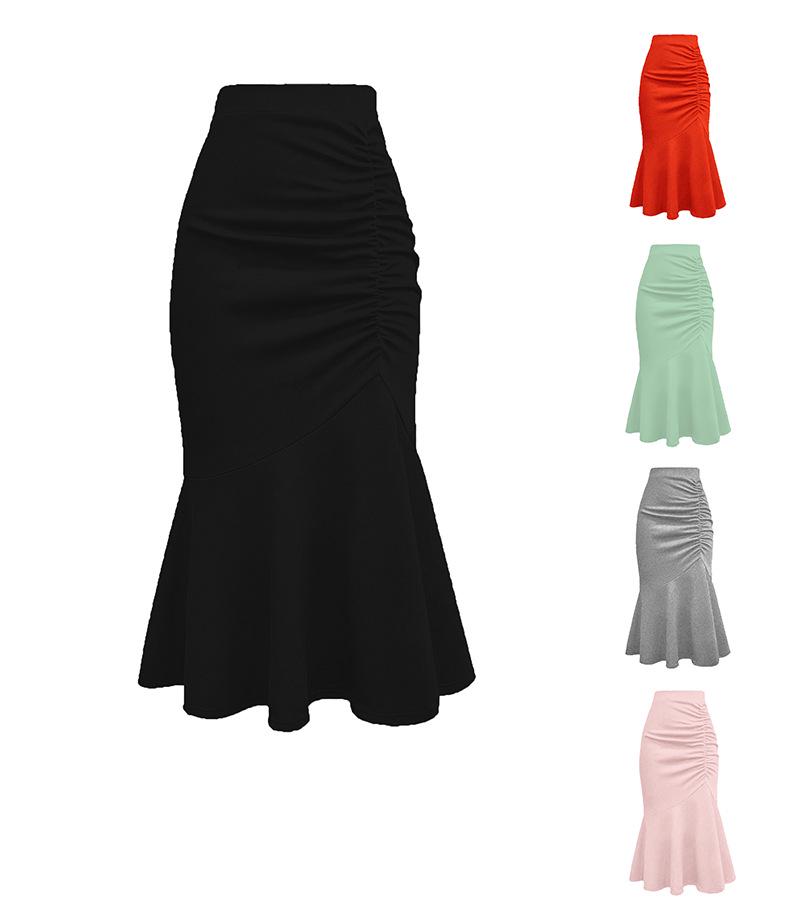 2025 Stylish Solid Color Fishtail Skirt: Waist-Cinching, Slimming, Hip-Hugging Design