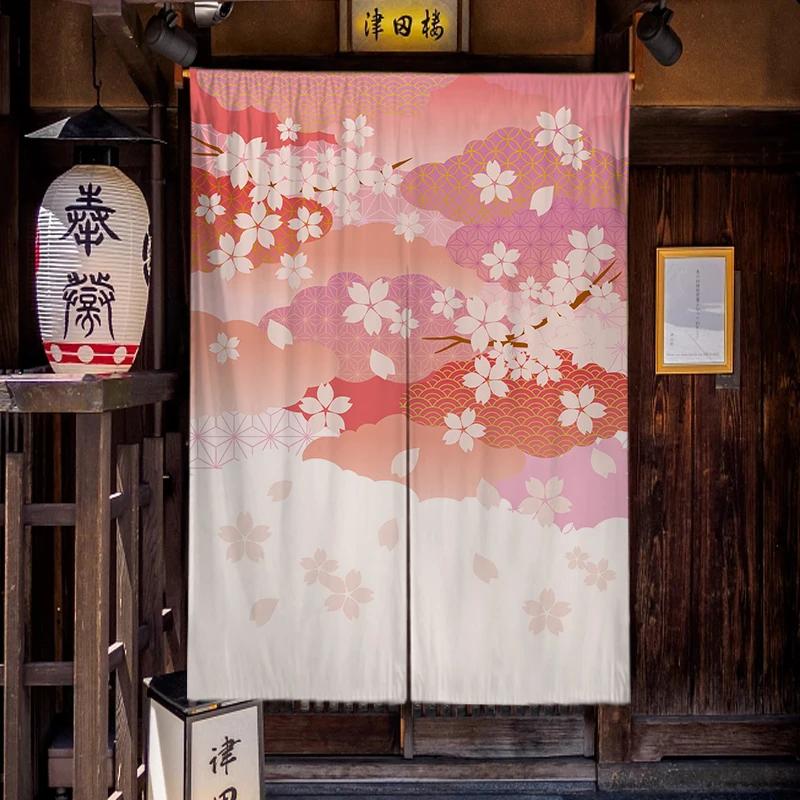 Japanese Homestay Tea Room Partition Door Head Curtain Signboard Hanging Flag Curtain Teahouse Sakura Short Curtains Decor