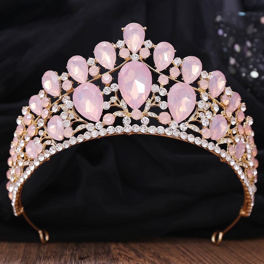 Classical Dazzling Gold-color Opal Tiara Full Of Retro Atmosphere Designed For Ladies' Performance Party Wedding Jewelry