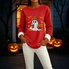 Women's Halloween -Lined Long Sleeve Round Neck Print Casual Winter Top