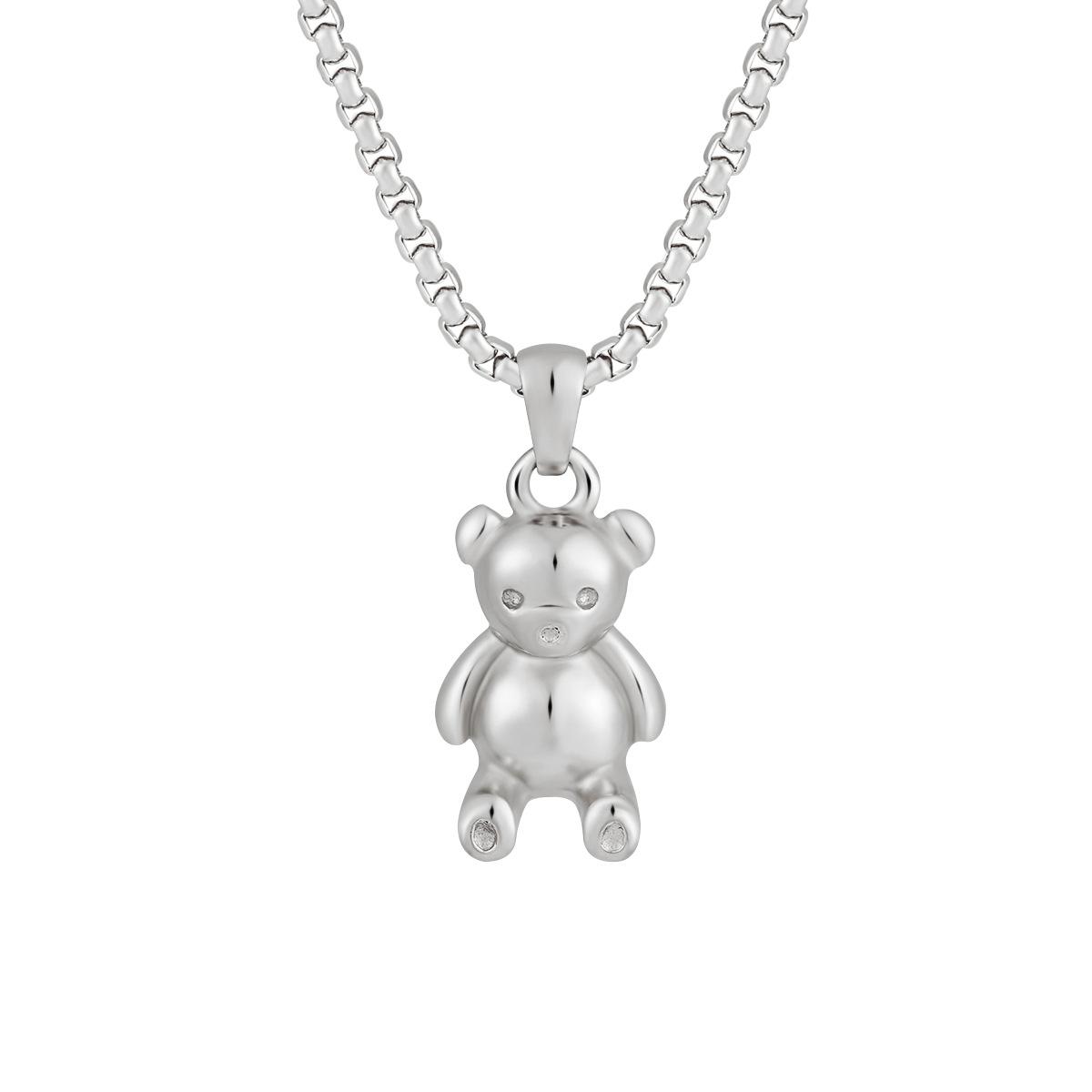 

Мультяшное ожерелье-подвеска в виде плюшевого мишки для женщин, модное и персонализированное, простая длинная цепочка-свитер из титановой стали