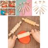 Wooden Pasta Rolling Pin With Textured Surface For Kids Diy Craft And Play