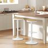 Bar Stool Set of 2, Height-Adjustable 360 degrees Swivel Bar Stool with Steel Frame Footrest 38.5x38.5x60-80 cm Natural Wood+White
