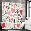 Painted Hearts And Rainbows Shower Curtain Washable Dirt-Resistant Shower Head Waterproof Polyester Bath Curtain For Home Decor