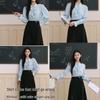 Women's Blue Long-Sleeve Professional Blouse