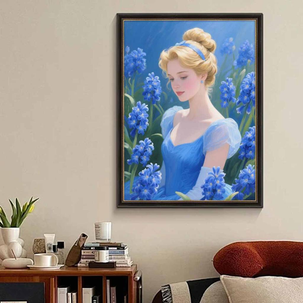 Diamond Mosaic Colorful Diamond Painting The Princess In The Flower Bed Full Round Embroidery Cartoon Creative Hobbies Wall Decor