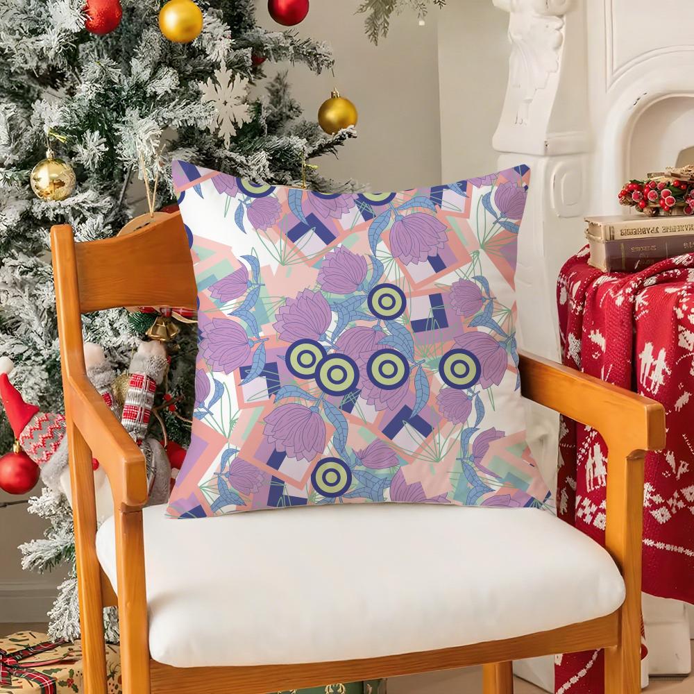 Colorful Patchwork Pattern Pillow Case Silky Short Plush With Invisible Zipper Dustproof Sofa Cushion Cover For Home Decor