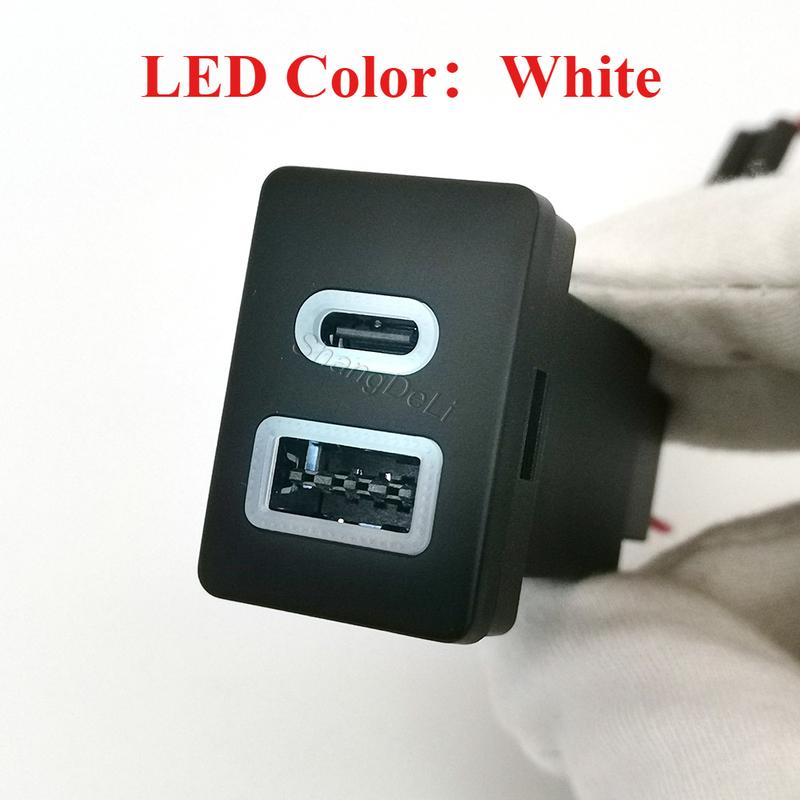 White Led Fit for For Toyota New LC120 Prado Fuse Box Connector Car Type-C PD QC3.0 Dual Phone Charging Adapter Charger Socket