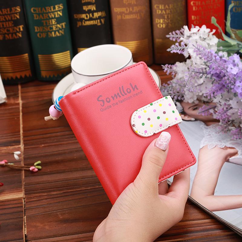 Fashion Dots Hasp Leather Wallet for Women Bank Credit Card Holder Girls Short Wallets Students Zipper Money Coin Bag Cash Purse