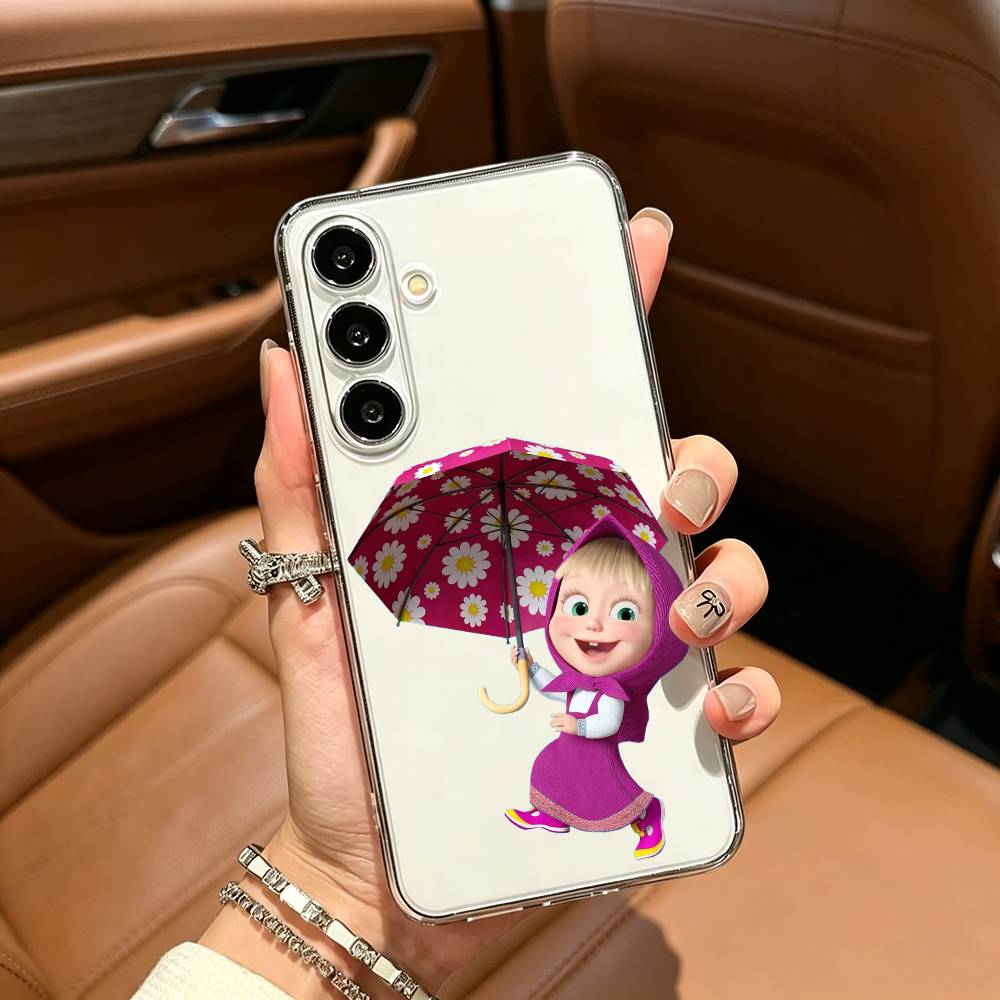 CUTE GIRL Masha and the Bear Phone Case For Samsung Galaxy A71,A70,A52,A51,A40,A30 Transparent Cover