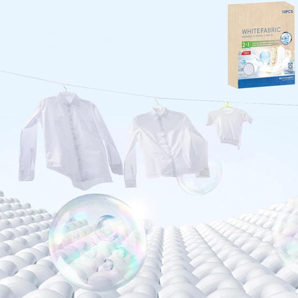 White Fabric Dye 10 Sheets Washing Machine Whitener White Dye for Clothes for Cotton Wool Wood Linen Laundry Clothing Shirt