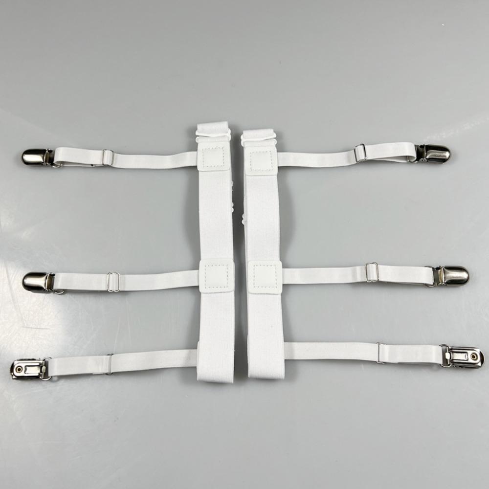 1 Pair Adjustable Socks Fastener Clip Three Clip Thigh Suspender Garter Leg Braces Loops  Men Women