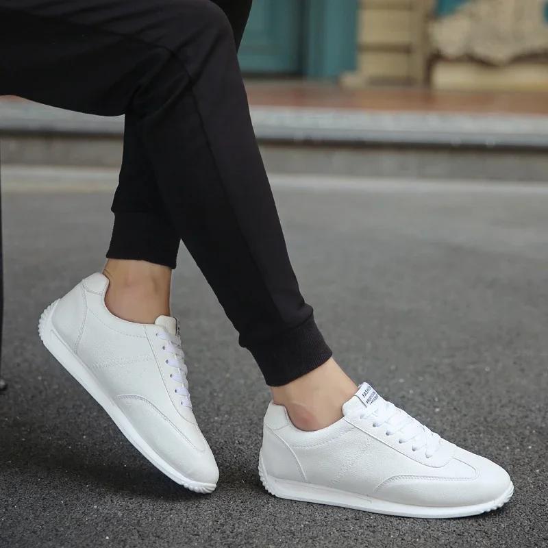 Leather Men Shoes Sneakers Trend Casual Shoe Italian Breathable Leisure Male Sneakers Non-slip Footwear White Men Loafers