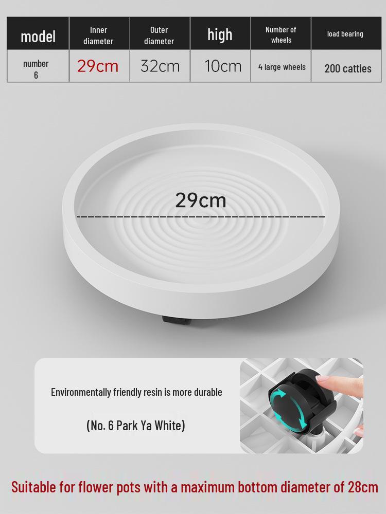 Mobile Flower Pot Tray with Universal Wheels – Green Plastic Plant Base