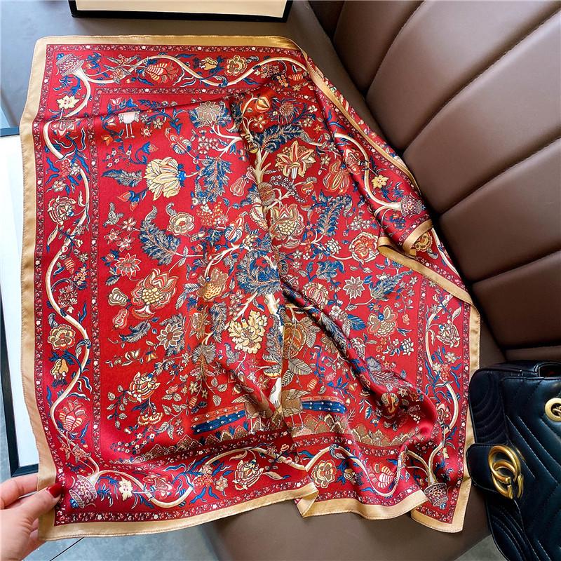 Silk 68cm Retro Small Square Scarf - Spring & Autumn Fashion Accessory for Women