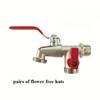 Garden Water Faucet Tape Keys 1/2'' 3/4'' 1 Inlet 2 Outlet Bibcock with Dual Nipple Water Splitter Connector Tap Valve Waterstop
