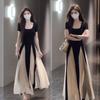 Plus Size Elegant Patchwork French Bodycon Dress - Summer Color Block Design for Women