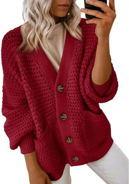 Women's 2024 Casual Chunky Knit Open-Front Cardigan Sweater