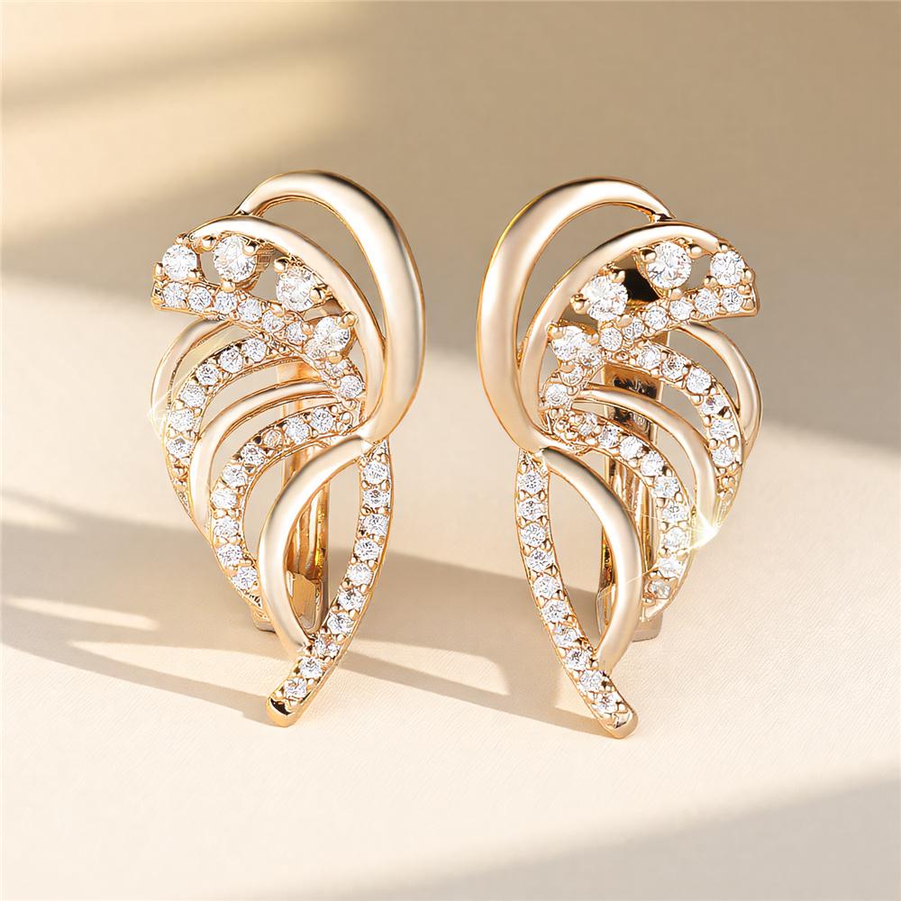 Luxury Small White Crystal Zircon Stone Hoop Earrings For Women Vintage Female Fashion Gold Color Wedding Jewelry