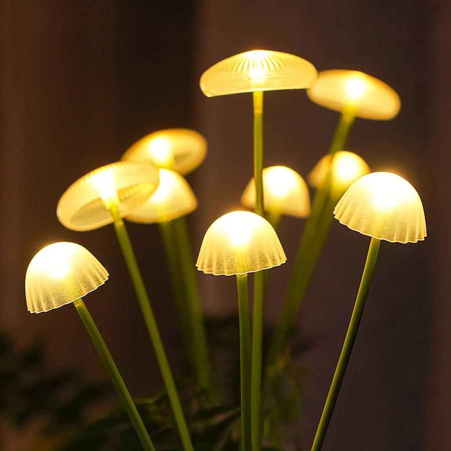 LED Solar Jellyfish Lamp Silicone Mushroom Ground Plug Lamp Outdoor Garden Courtyard Atmosphere Decoration Lawn Lamp