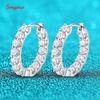 Smyoue 18k Plated Total 2.6CT Full Moissanite Hoop Earring for Women Sparkling Wedding Party Earring 925 Silver Jewelry