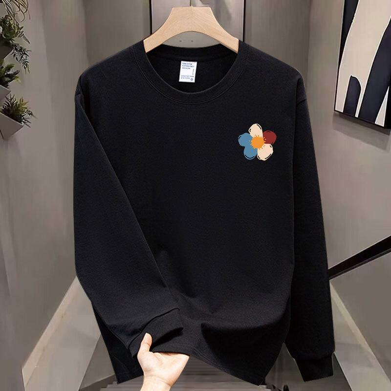 Heavy High-End Trendy Brand Pure Cotton T-Shirt Men'S Bottoming Shirt Long-Sleeved Trendy Autumn And Winter Men'S And Women'S Crew Neck Sweater