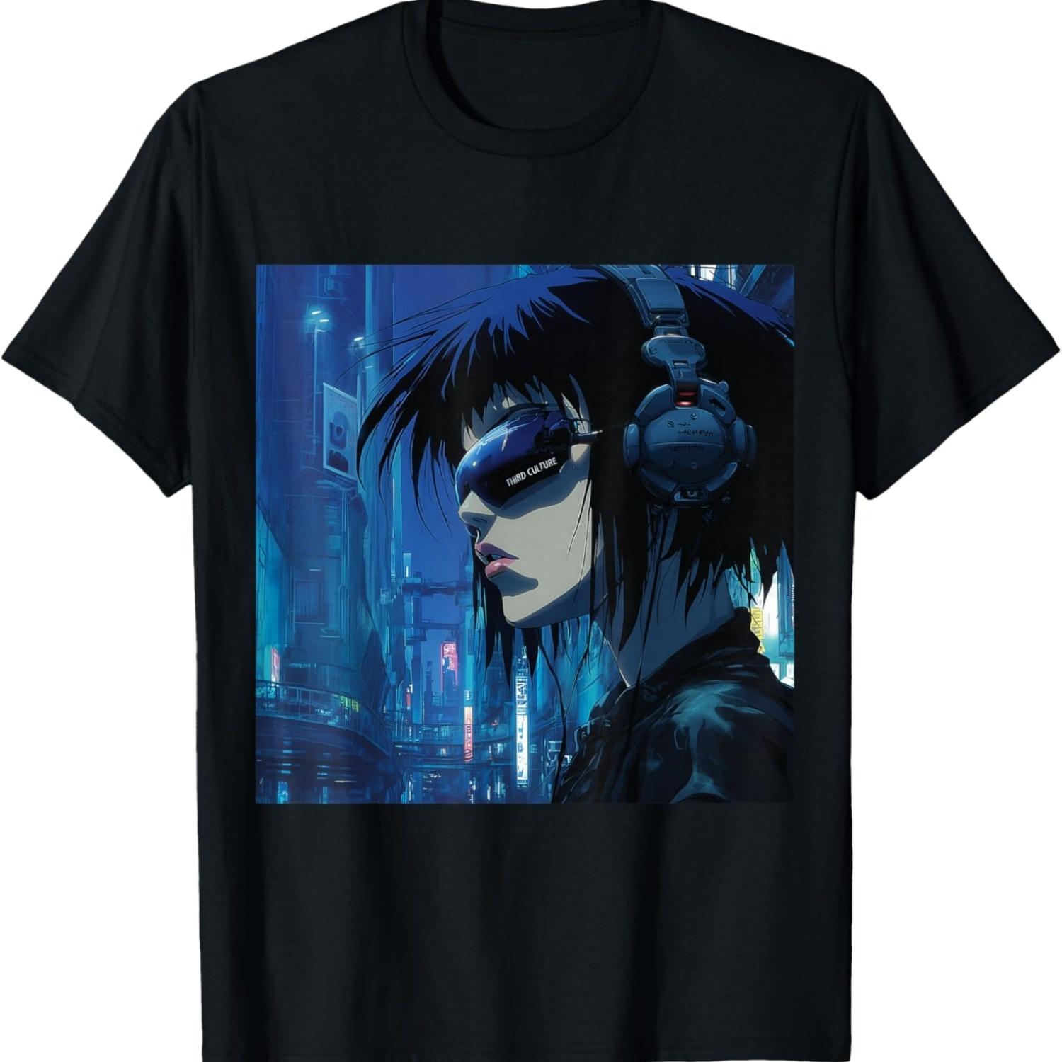Cyberpunk Futuristic Virtual Reality Girl T-Shirt S чёрный