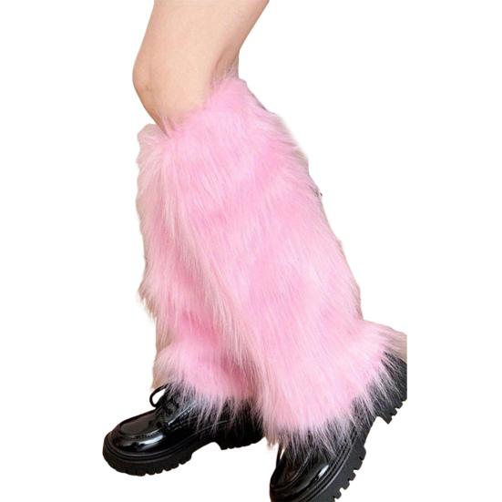 Faux Fur Leg Warmers Women Solid Color Fuzzy Long Boot Covers Fluffy Shaggy Leg Warmers for Christmas Costume Nightclub Street Wear
