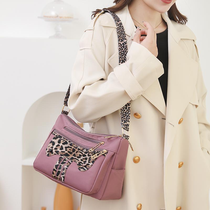 Nylon Women's Shoulder Bag Leopard Print Crossbody Bag