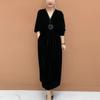 Women's V-neck Velvet Dress Rhinestone Fitted Long Dress Autumn and Winter