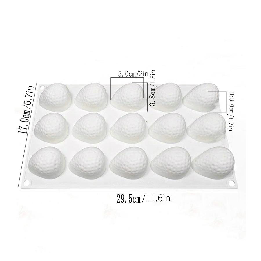 15 Cavity Strawberry Silicone Molds for Baking Mousse 3D Fruit Chocolate Cake Decoration Mold Kitchen Accessories