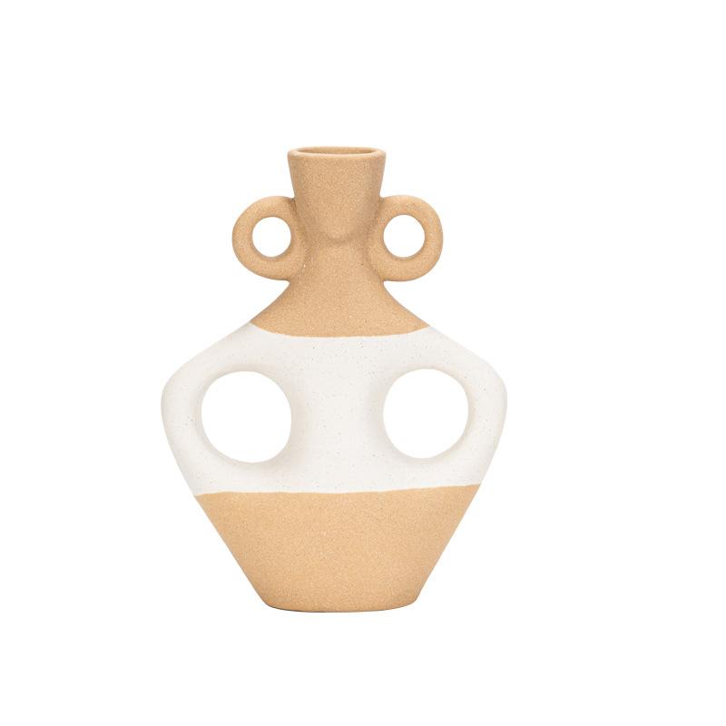 Creative European Two-Color Ceramic Vase, High-End Handicrafts, Dried Flower Arrangement, Desktop Decoration Ornament