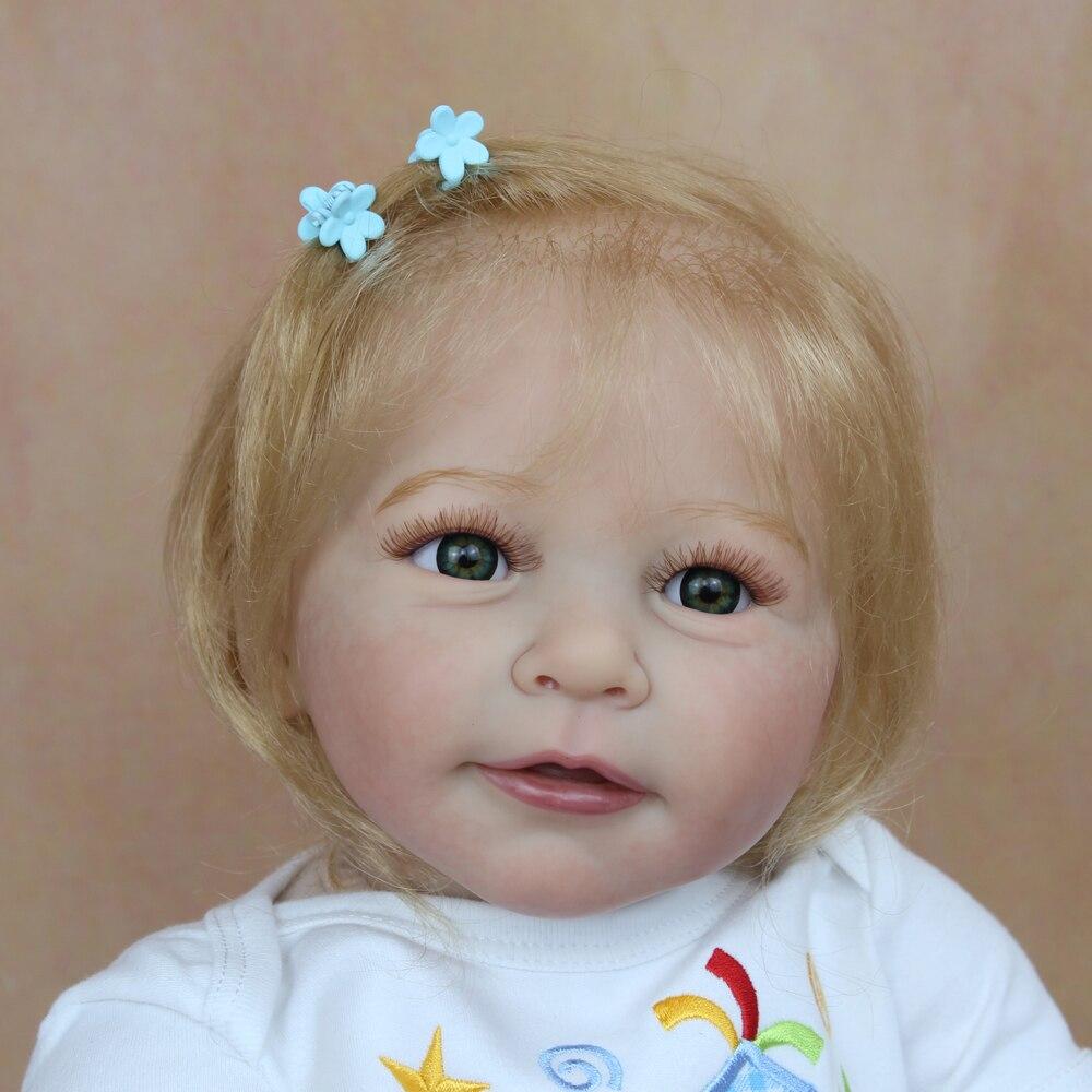 BZDOLL 55CM 3D Paint Skin Silicone Reborn Baby Doll Have Blood Vessels Lifelike 22 Inch Blonde Lisa Princess Toddler Girl Birthday Toy