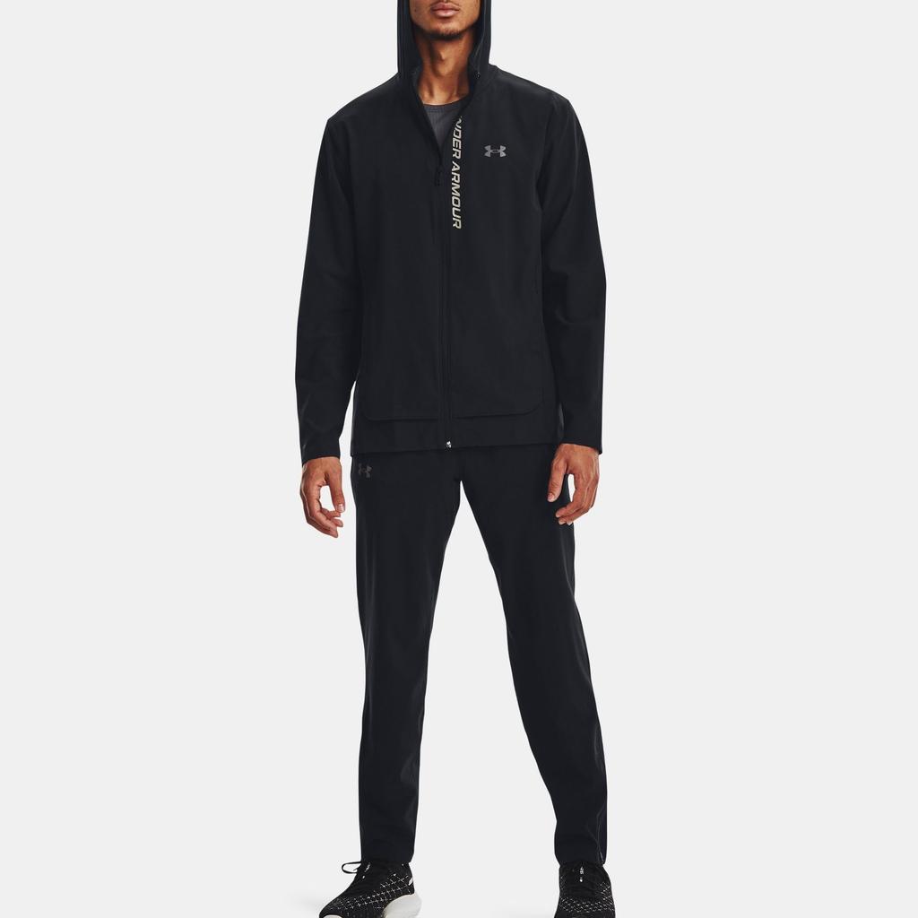 Under Armour Out The Storm Solid Logo Running Knit Pants Men Bottoms Black 1376799-001