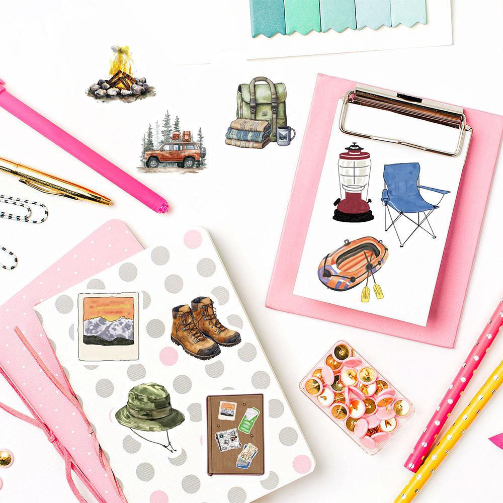 500PCS Happer Camper Roll Stickers Nostalgia Skateboard Colorful Sealing Decoration Personalized Art Landscape Harajuku Sticker