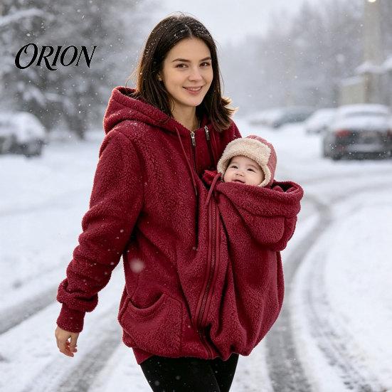 Pet Pouch Hoodie Zip-up for Women, Cat Dog Carrying Pocket Hooded Warm Nursing Sweatshirt, Winter Fleece Long Sleeves Jacket Animal Lovers