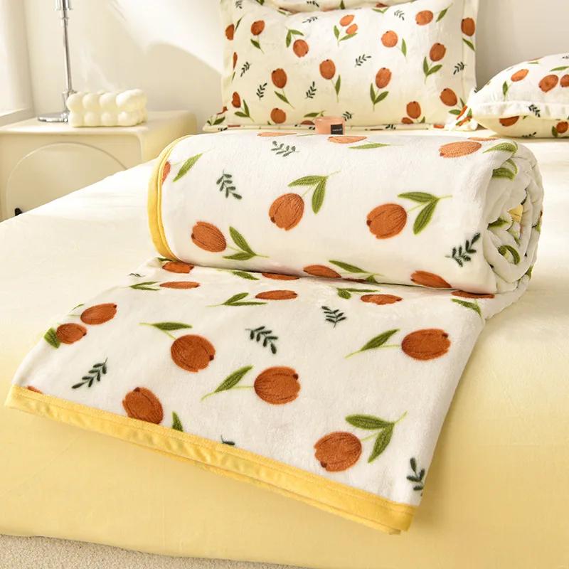 Soft Blanket Warm Coral Fleece Blankets Floral Cartoon Plaid Winter Sheet Bedspread Sofa Throw Mechanical Wash Leisure Covering