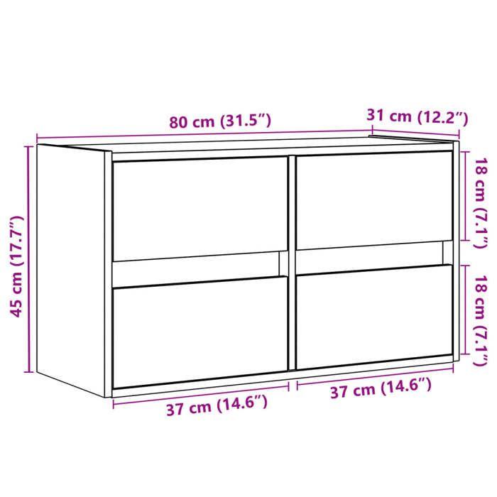 VidaXL Wall-Mounted TV Cabinet with LED Lights White 80x31x35 Cm, Wall-Mounted TV Unit, Floating TV Unit, Wall-Mounted TV Stand, 852285